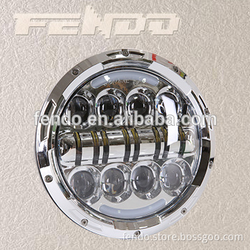 80W PC Round 7Inch Motorcycle Harley Jeep LED Headlight Wrangler High/Low Beam Lamp